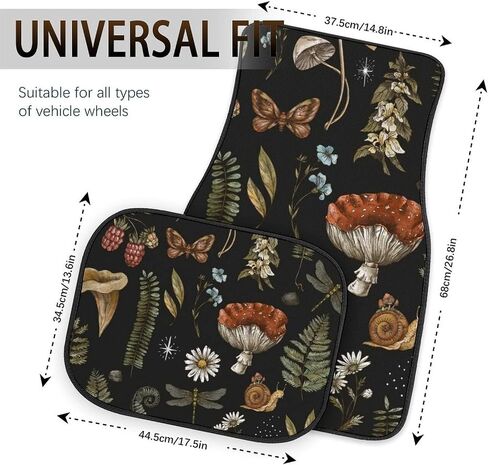 4 PCS Car Mats,Cute Hippie Aesthetic Car Accessories,Butterfly Mushroom Car Floor Mats,Halloween Christmas Birthday Gifts for Daughter Friend Family in Saudi Arabia