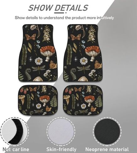4 PCS Car Mats,Cute Hippie Aesthetic Car Accessories,Butterfly Mushroom Car Floor Mats,Halloween Christmas Birthday Gifts for Daughter Friend Family in Saudi Arabia