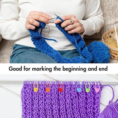 2Pcs Crochet Ring, 30 Locking Stitch Markers, Candy-Colored Stitch Markers, Crochet Ring for Finger & Adjustable Crochet Tension Rings, Perfect Crochet Supplies with Box for Hand Weaving, DIY, Women in Saudi Arabia
