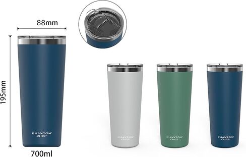 Phantom Chef Hydration Cup with Lid & Straw | 40oz - 1,200ml | Keep 21hs Cold - 5hs Hot | Sports Water Bottle | Leak Proof | Vacuum Insulated Stainless Steel Thermo (Navy, Hydration with Handle) in Saudi Arabia