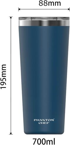 Phantom Chef Hydration Cup with Lid & Straw | 40oz - 1,200ml | Keep 21hs Cold - 5hs Hot | Sports Water Bottle | Leak Proof | Vacuum Insulated Stainless Steel Thermo (Navy, Hydration with Handle) in Saudi Arabia