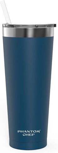 Phantom Chef Hydration Cup with Lid & Straw | 40oz - 1,200ml | Keep 21hs Cold - 5hs Hot | Sports Water Bottle | Leak Proof | Vacuum Insulated Stainless Steel Thermo (Navy, Hydration with Handle) in Saudi Arabia