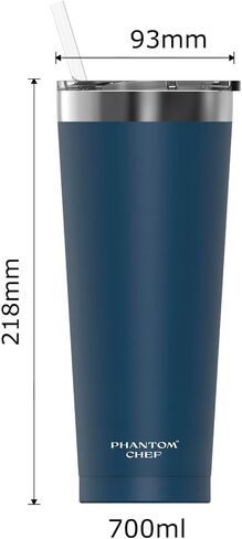 Phantom Chef Hydration Cup with Lid & Straw | 40oz - 1,200ml | Keep 21hs Cold - 5hs Hot | Sports Water Bottle | Leak Proof | Vacuum Insulated Stainless Steel Thermo (Navy, Hydration with Handle) in Saudi Arabia