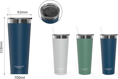 Phantom Chef Hydration Cup with Lid & Straw | 40oz - 1,200ml | Keep 21hs Cold - 5hs Hot | Sports Water Bottle | Leak Proof | Vacuum Insulated Stainless Steel Thermo (Navy, Hydration with Handle) in Saudi Arabia