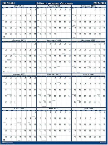 2023-2024 House of Doolittle 37-inch x 24-inch Academic Yearly Wet-Erase Wall Calendar, Reversible, Blue (395-24) in Kuwait