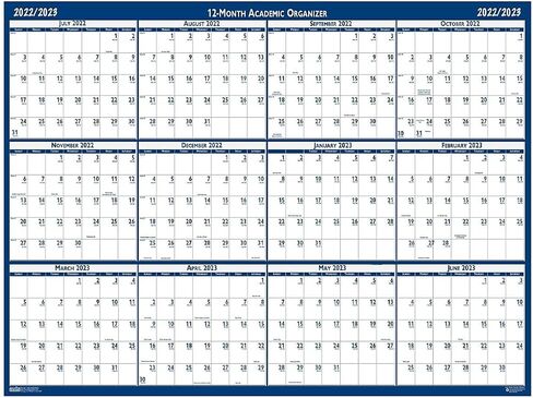 2023-2024 House of Doolittle 37-inch x 24-inch Academic Yearly Wet-Erase Wall Calendar, Reversible, Blue (395-24) in Kuwait
