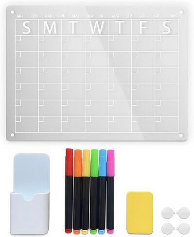 Magnetic Acrylic Dry Erase Board and Calendar for Fridge (Clear) in Saudi Arabia