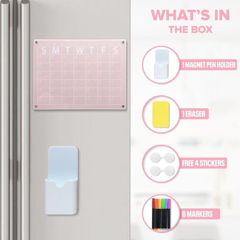 Magnetic Acrylic Dry Erase Board and Calendar for Fridge (Clear) in Saudi Arabia