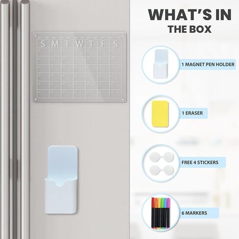 Magnetic Acrylic Dry Erase Board and Calendar for Fridge (Clear) in Saudi Arabia