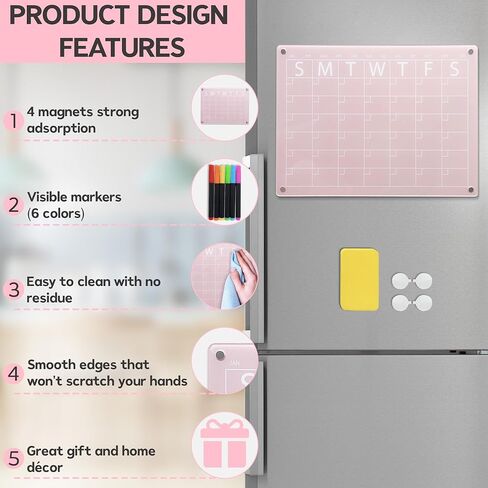 Magnetic Acrylic Dry Erase Board and Calendar for Fridge (Clear) in Saudi Arabia