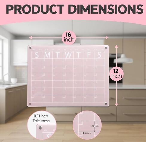 Magnetic Acrylic Dry Erase Board and Calendar for Fridge (Clear) in Saudi Arabia
