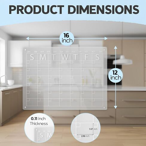 Magnetic Acrylic Dry Erase Board and Calendar for Fridge (Clear) in Saudi Arabia
