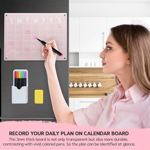 Magnetic Acrylic Dry Erase Board and Calendar for Fridge (Clear) in Saudi Arabia