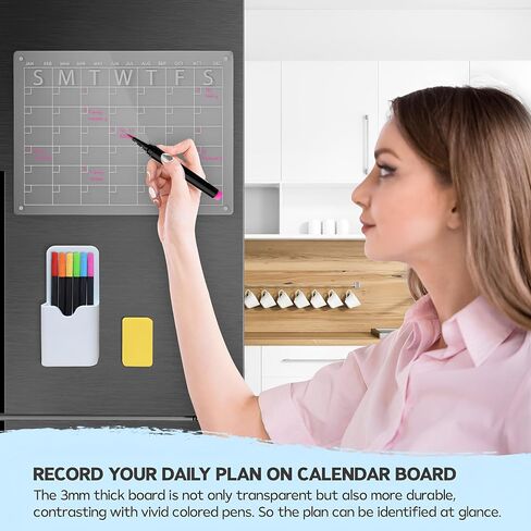 Magnetic Acrylic Dry Erase Board and Calendar for Fridge (Clear) in Saudi Arabia