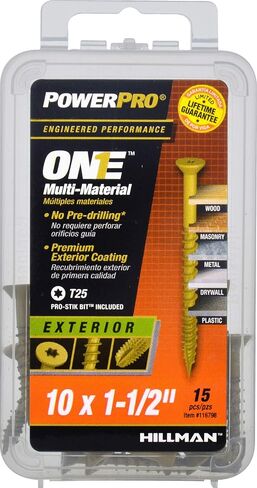 Power Pro Premium One Multi-Material Flat Head Screws, Epoxy Coated Steel, Fasten in Wood, Metal, Concrete, Drywall and Plastic, Bronze, #10 x 1-½ inches, Box of 15 Screws in Saudi Arabia