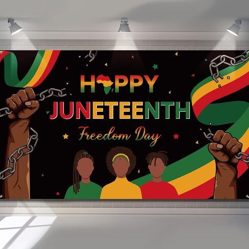 Juneteenth Backdrop Happy Juneteenth Background Banner 1865 June Nineteenth Freedom Day Party Decoration for African American Porch Yard Home Office Wall Photography Decor Supplies, 43.3 x 72.8 Inch in Saudi Arabia