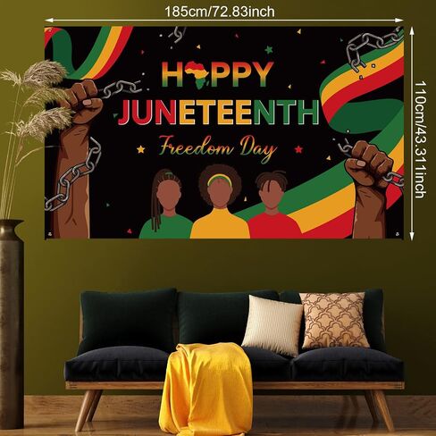 Juneteenth Backdrop Happy Juneteenth Background Banner 1865 June Nineteenth Freedom Day Party Decoration for African American Porch Yard Home Office Wall Photography Decor Supplies, 43.3 x 72.8 Inch in Saudi Arabia