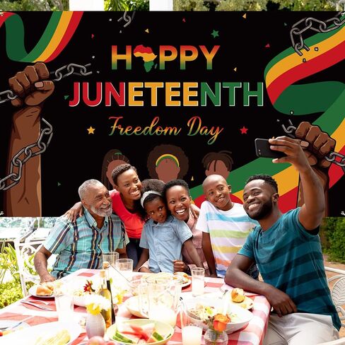 Juneteenth Backdrop Happy Juneteenth Background Banner 1865 June Nineteenth Freedom Day Party Decoration for African American Porch Yard Home Office Wall Photography Decor Supplies, 43.3 x 72.8 Inch in Saudi Arabia