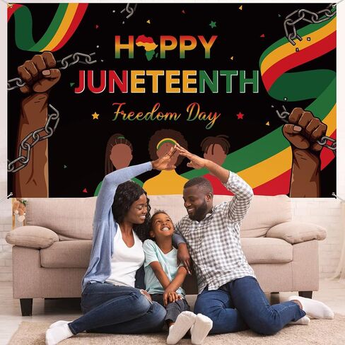 Juneteenth Backdrop Happy Juneteenth Background Banner 1865 June Nineteenth Freedom Day Party Decoration for African American Porch Yard Home Office Wall Photography Decor Supplies, 43.3 x 72.8 Inch in Saudi Arabia