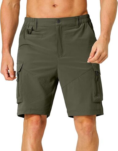 شورت Lexiart الرجالي للمشي لمسافات طويلة، شورت رياضي قابل للتمدد سريع الجفاف مع 6 جيوب، شورت تكتيكي لصيد الأسماك والجولف in Kuwait