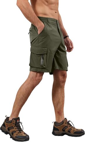شورت Lexiart الرجالي للمشي لمسافات طويلة، شورت رياضي قابل للتمدد سريع الجفاف مع 6 جيوب، شورت تكتيكي لصيد الأسماك والجولف in Kuwait