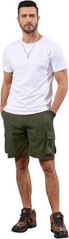 شورت Lexiart الرجالي للمشي لمسافات طويلة، شورت رياضي قابل للتمدد سريع الجفاف مع 6 جيوب، شورت تكتيكي لصيد الأسماك والجولف in Kuwait