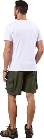 شورت Lexiart الرجالي للمشي لمسافات طويلة، شورت رياضي قابل للتمدد سريع الجفاف مع 6 جيوب، شورت تكتيكي لصيد الأسماك والجولف in Kuwait