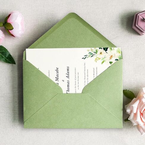 PONATIA 50 PCS/Pack A7 Envelopes, 5.25 x 7.5'' Shiny Ivory Envelopes, Perfect 5x7 Envelopes for Wedding Invitation Cards, Christmas Gift Cards Envelopes, Acrylic Invitations, Photos in Saudi Arabia