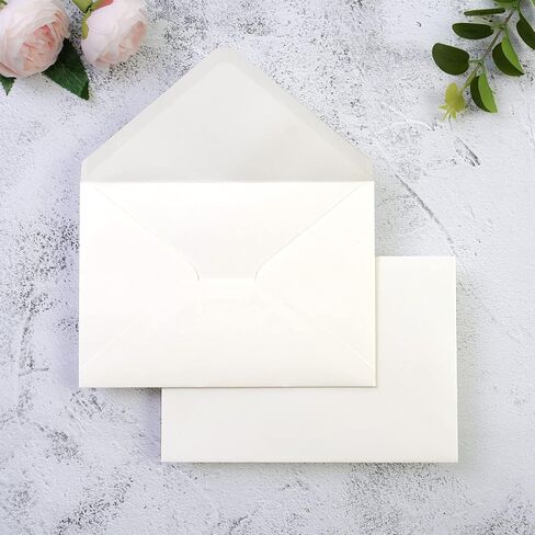 PONATIA 50 PCS/Pack A7 Envelopes, 5.25 x 7.5'' Shiny Ivory Envelopes, Perfect 5x7 Envelopes for Wedding Invitation Cards, Christmas Gift Cards Envelopes, Acrylic Invitations, Photos in Saudi Arabia