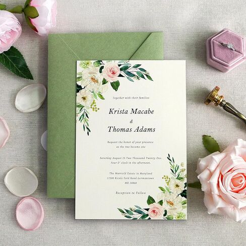 PONATIA 50 PCS/Pack A7 Envelopes, 5.25 x 7.5'' Shiny Ivory Envelopes, Perfect 5x7 Envelopes for Wedding Invitation Cards, Christmas Gift Cards Envelopes, Acrylic Invitations, Photos in Saudi Arabia