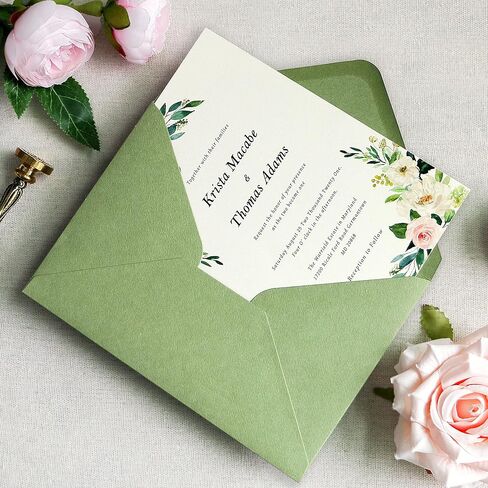 PONATIA 50 PCS/Pack A7 Envelopes, 5.25 x 7.5'' Shiny Ivory Envelopes, Perfect 5x7 Envelopes for Wedding Invitation Cards, Christmas Gift Cards Envelopes, Acrylic Invitations, Photos in Saudi Arabia