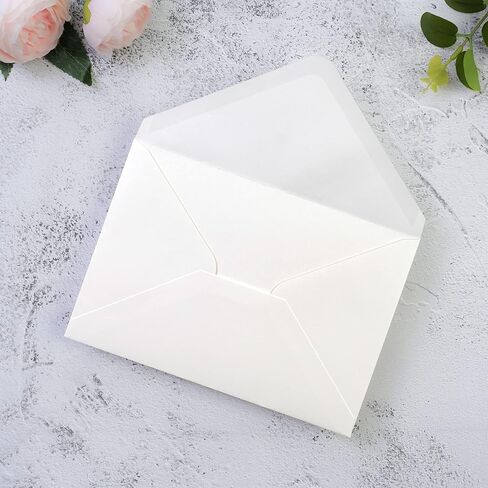 PONATIA 50 PCS/Pack A7 Envelopes, 5.25 x 7.5'' Shiny Ivory Envelopes, Perfect 5x7 Envelopes for Wedding Invitation Cards, Christmas Gift Cards Envelopes, Acrylic Invitations, Photos in Saudi Arabia