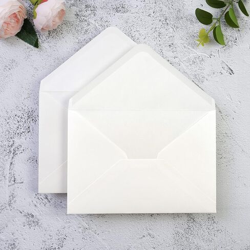 PONATIA 50 PCS/Pack A7 Envelopes, 5.25 x 7.5'' Shiny Ivory Envelopes, Perfect 5x7 Envelopes for Wedding Invitation Cards, Christmas Gift Cards Envelopes, Acrylic Invitations, Photos in Saudi Arabia