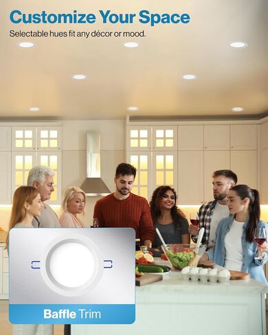 Sunco Lighting 24 Pack 4 Inch Ultra Thin LED Recessed Ceiling Lights, Baffle Trim, Selectable CCT 2700K/3000K/3500K/4000K/5000K Dimmable 10W, Wafer Thin, Canless with Junction Box in Saudi Arabia