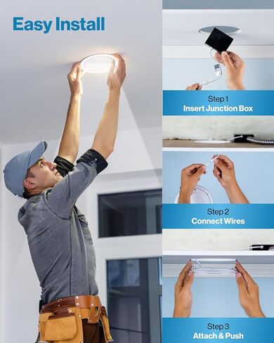 Sunco Lighting 24 Pack 4 Inch Ultra Thin LED Recessed Ceiling Lights, Baffle Trim, Selectable CCT 2700K/3000K/3500K/4000K/5000K Dimmable 10W, Wafer Thin, Canless with Junction Box in Saudi Arabia