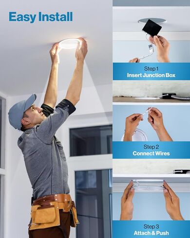 Sunco Lighting 24 Pack 4 Inch Ultra Thin LED Recessed Ceiling Lights, Baffle Trim, Selectable CCT 2700K/3000K/3500K/4000K/5000K Dimmable 10W, Wafer Thin, Canless with Junction Box in Saudi Arabia