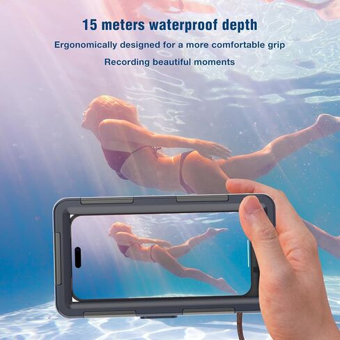 Underwater Snorkeling Diving Phone Case for iPhone 15/14/13/12/11 Pro Max/XR/XS/X Samsung Galaxy S24/S23/S22/S21，[50ft/15m] Professional Scuba Dive Waterproof Case Underwater Photo Video Cove Blue in Kuwait
