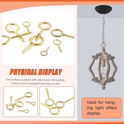 300Pcs 13 Sizes Brass Plated Eye Bolts Screw Eyes Assortment Kit, Screw-in Eye Bolts Screw Eyes Hooks Screw in Hooks Ceiling Hanging Hooks for Home Workplace Office in Saudi Arabia