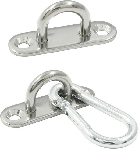 Pad Eye Plate U Hooks + Stainless Steel Snap Hook,Marine Hardware Staple Hook Loop with Screws,16 Pcs in Saudi Arabia