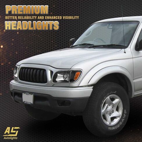 AS Headlights Assembly For 2001-2004 Toyota Tacoma Headlights+Corner Signal Parking Lamps Black Housing - Driver & Passenger Side 01 02 03 04 in Kuwait