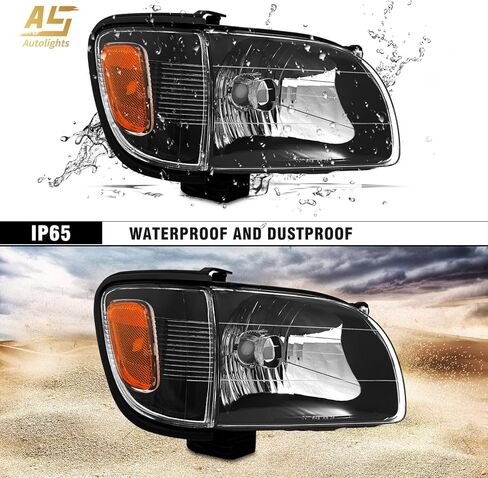 AS Headlights Assembly For 2001-2004 Toyota Tacoma Headlights+Corner Signal Parking Lamps Black Housing - Driver & Passenger Side 01 02 03 04 in Kuwait