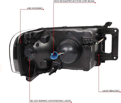 DNA MOTORING HL-OH-DR02-SM-CL1 Smoke Lens Clear Corner Headlights Compatible with 02-05 Ram 1500/03-05 Ram 2500 3500, Left & Right in Saudi Arabia