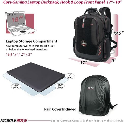 Mobile Edge CORE Gaming Laptop Backpack for 17-18 Inch Laptops with USB Charging Port and Cable, TSA-Friendly, MECGBPV1 in Saudi Arabia
