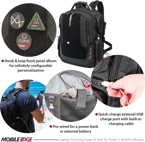 Mobile Edge CORE Gaming Laptop Backpack for 17-18 Inch Laptops with USB Charging Port and Cable, TSA-Friendly, MECGBPV1 in Saudi Arabia