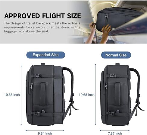 Carry On Backpack, 50L Travel Backpack, Luggage Backpack TSA Flight Approved Laptop Backpack for Men & Women, Large Expandable Backpack 40L Daypack Lightweight Business Weekender Bag in Saudi Arabia