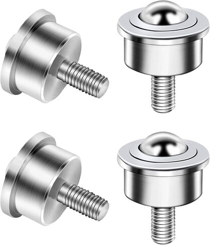 محمل نقل دوار للكرة، 4 قطع M12 جذع خيط 1 بوصة، بكرة نقل الكرة شديدة التحمل لنقل الحركة، مثبتة على مسمار، جذع خيط، محمل فولاذي وفولاذ كربوني، سعة تحميل إجمالية 1600 رطل. in Kuwait