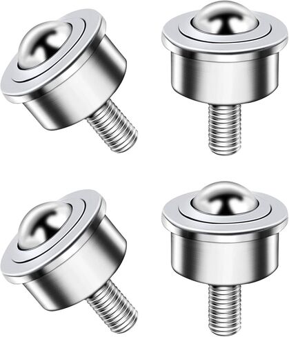 محمل نقل دوار للكرة، 4 قطع M12 جذع خيط 1 بوصة، بكرة نقل الكرة شديدة التحمل لنقل الحركة، مثبتة على مسمار، جذع خيط، محمل فولاذي وفولاذ كربوني، سعة تحميل إجمالية 1600 رطل. in Kuwait
