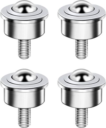 محمل نقل دوار للكرة، 4 قطع M12 جذع خيط 1 بوصة، بكرة نقل الكرة شديدة التحمل لنقل الحركة، مثبتة على مسمار، جذع خيط، محمل فولاذي وفولاذ كربوني، سعة تحميل إجمالية 1600 رطل. in Kuwait