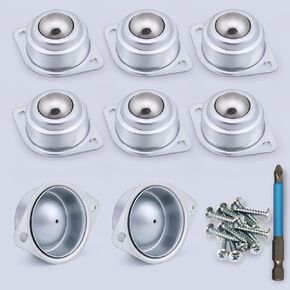 XiKe 16 PCS 1/2" Roller Ball Transfer Bearings, 360º Rotation Universal Ball Casters, 18Lbs Carbon Steel Round Ball Transfer Unit for Conveyor, Roller Stand, Transmission System, Furniture