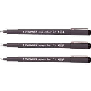 STAEDTLER Staedtler 0.3 Mm Pigment Liner Fineliner Sketching Drawing Drafting Pens Pack Of 3